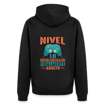 Niveau 18 Débloqué Anniversaire 18 Ans - Veste à capuche bio Premium Unisexe - noir - Dos - Nico (187cm)