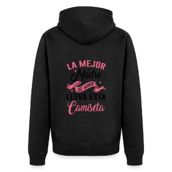 La Meilleure Mère Du Monde Porte Ce T-shirt - Veste à capuche bio Premium Unisexe - noir - Dos - Nico (187cm)