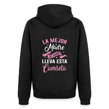 La Meilleure Mère Du Monde Porte Ce T-shirt - Veste à capuche bio Premium Unisexe - noir - Dos - Nico (187cm)