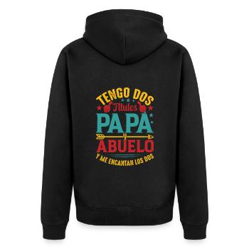 J'ai Deux Titres Papa Et Papou - Veste à capuche bio Premium Unisexe - noir - Dos - Nico (187cm)