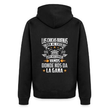 Cadeau Amusant Pour Les Femmes Motardes - Veste à capuche bio Premium Unisexe - noir - Dos - Nico (187cm)