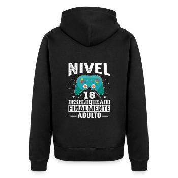 Niveau 18 Débloqué Anniversaire 18 Ans - Veste à capuche bio Premium Unisexe - noir - Dos - Nico (187cm)