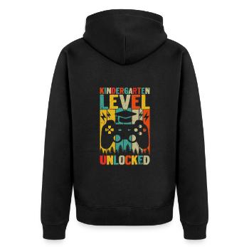 Kindergarten Level Unlocked - Unisex Premium Organic Zip Hoodie - black - Back - Nico (187cm)