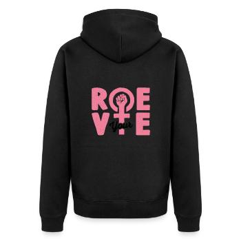 Roe deine Stimme - Unisex Premium Bio Zip Hoodie - Schwarz - Hinten - Nico (187cm)