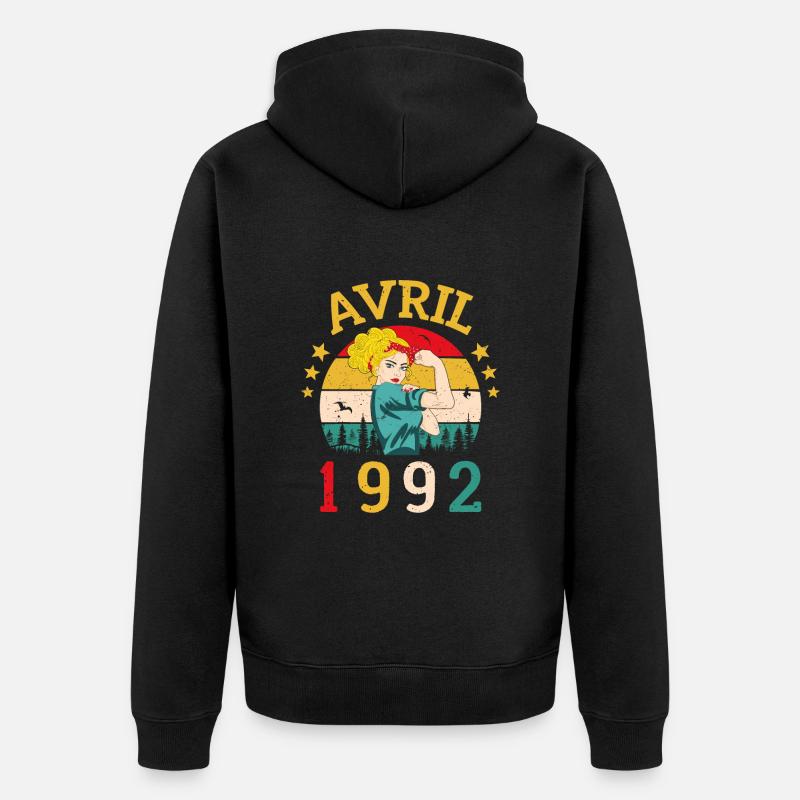 Né en avril 1992 - Veste à capuche bio Premium Unisexe - noir