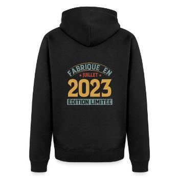 Légendaire Depuis Juillet 2023 Anniversaire Cadeau - Veste à capuche bio Premium Unisexe - noir - Dos - Nico (187cm)