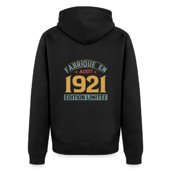 Légendaire Depuis Août 1921 Anniversaire Cadeau - Veste à capuche bio Premium Unisexe - noir - Dos - Nico (187cm)