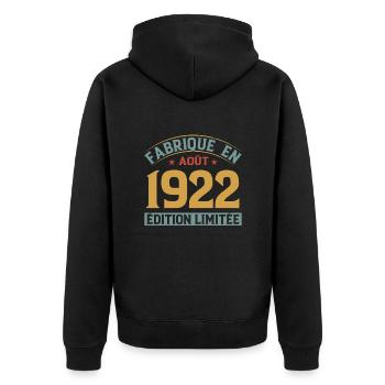 MILLÉSIME AOUT 1922 ÉDITION LIMITÉE - Veste à capuche bio Premium Unisexe - noir - Dos - Nico (187cm)