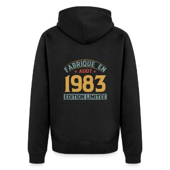 Né en août 1983 - Veste à capuche bio Premium Unisexe - noir - Dos - Nico (187cm)