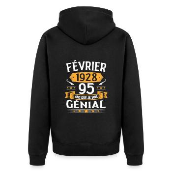 Février 1928 95 Ans Anniversaire Vintage Cadeau - Veste à capuche bio Premium Unisexe - noir - Dos - Nico (187cm)