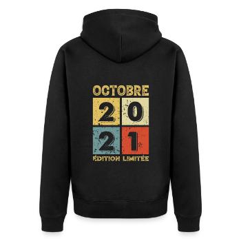 Né En 2021 Octobre Anniversaire Idée Cadeau Jublié - Veste à capuche bio Premium Unisexe - noir - Dos - Nico (187cm)