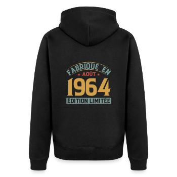 Août 1964 Original Idée Cadeau Anniversaire - Veste à capuche bio Premium Unisexe - noir - Dos - Nico (187cm)
