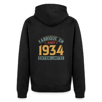 Août 1934 Original Idée Cadeau Anniversaire - Veste à capuche bio Premium Unisexe - noir - Dos - Nico (187cm)