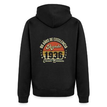 Birthday Vintage Gift Idea August Humor 86 - Unisex Premium Organic Zip Hoodie - black - Back - Nico (187cm)