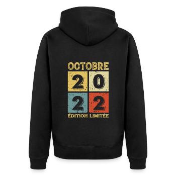 Anniversaire Vintage Idée Cadeau Octobre 2022 - Veste à capuche bio Premium Unisexe - noir - Dos - Nico (187cm)