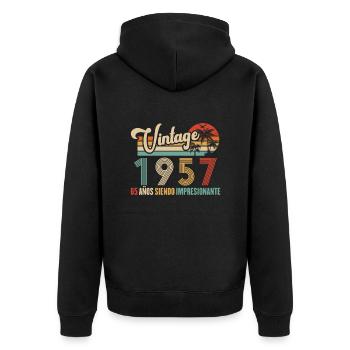 Anniversaire Vintage Idée Cadeau D Anniversaire 65 - Veste à capuche bio Premium Unisexe - noir - Dos - Nico (187cm)