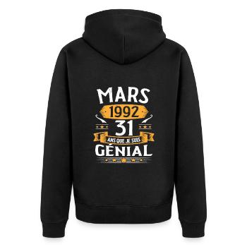 Mars 1992 31 Ans Que Je Suis Génial Anniversaire - Veste à capuche bio Premium Unisexe - noir - Dos - Nico (187cm)