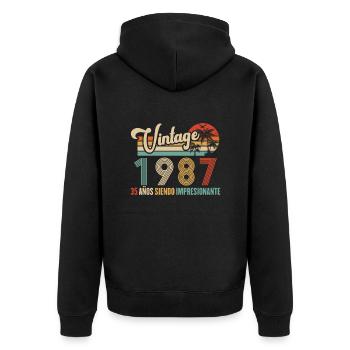Anniversaire Vintage Idée Cadeau D Anniversaire 35 - Veste à capuche bio Premium Unisexe - noir - Dos - Nico (187cm)