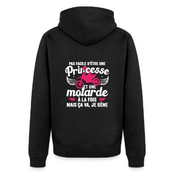 Moto Vélo Anniversaire Motocross Femme Idée Cadeau - Veste à capuche bio Premium Unisexe - noir - Dos - Nico (187cm)