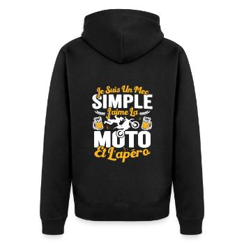 Moto Vtt Vélo Motocross Idée Cadeau Anniversaire - Veste à capuche bio Premium Unisexe - noir - Dos - Nico (187cm)
