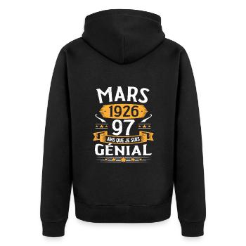 Mars 1926 97 Ans Que Je Suis Génial Anniversaire - Veste à capuche bio Premium Unisexe - noir - Dos - Nico (187cm)