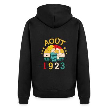 Août 1923 Anniversaire Vintage Happy Birthday - Veste à capuche bio Premium Unisexe - noir - Dos - Nico (187cm)