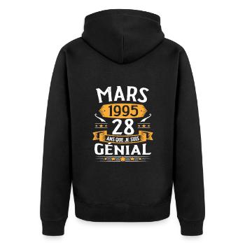 Mars 1995 28 Ans Que Je Suis Génial Anniversaire - Veste à capuche bio Premium Unisexe - noir - Dos - Nico (187cm)