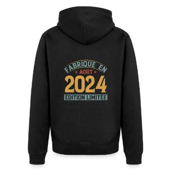 Fabriqué En Août 2024 Édition Limitée - Veste à capuche bio Premium Unisexe - noir - Dos - Nico (187cm)