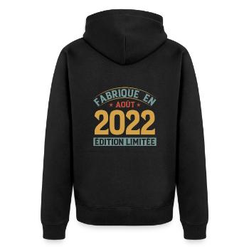 Fabriqué En Août 2022 Édition Limitée - Veste à capuche bio Premium Unisexe - noir - Dos - Nico (187cm)