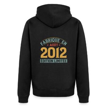 Fabriqué En Août 2012 Édition Limitée - Veste à capuche bio Premium Unisexe - noir - Dos - Nico (187cm)