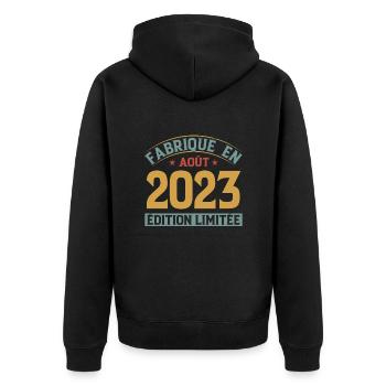Fabriqué En Août 2023 Édition Limitée - Veste à capuche bio Premium Unisexe - noir - Dos - Nico (187cm)