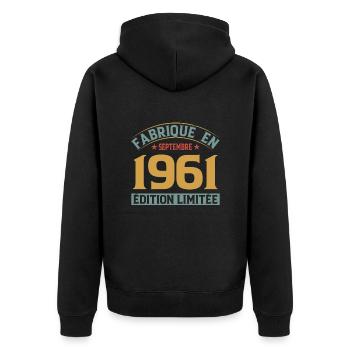 Fabriqué En Septembre 1961 Édition Limitée - Veste à capuche bio Premium Unisexe - noir - Dos - Nico (187cm)