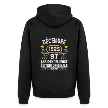 Anniversaire Vintage Idée Cadeau Décembre 1925 97 - Veste à capuche bio Premium Unisexe - noir - Dos - Nico (187cm)
