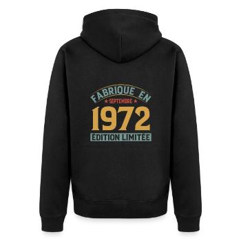 Fabriqué En Septembre 1972 Édition Limitée - Veste à capuche bio Premium Unisexe - noir - Dos - Nico (187cm)