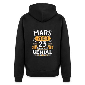 Mars 2000 23 Ans Que Je Suis Génial Anniversaire - Veste à capuche bio Premium Unisexe - noir - Dos - Nico (187cm)