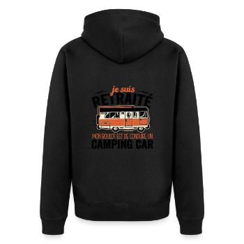 Je Suis Un Retraité Avec Un Camping Car - Veste à capuche bio Premium Unisexe - noir - Dos - Nico (187cm)