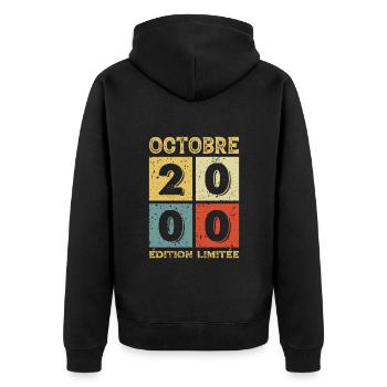 Anniversaire Vintage Idée Cadeau Octobre 2000 - Veste à capuche bio Premium Unisexe - noir - Dos - Nico (187cm)