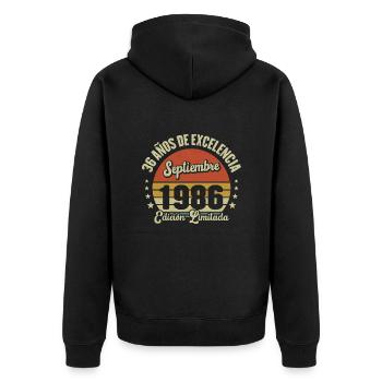 36 Ans D'excellence Septembre 1986 Édition Limitée - Veste à capuche bio Premium Unisexe - noir - Dos - Nico (187cm)