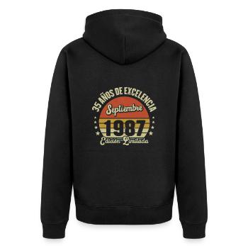 35 Ans D'excellence Septembre 1987 Édition Limitée - Veste à capuche bio Premium Unisexe - noir - Dos - Nico (187cm)