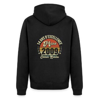 14 Ans D'excellence Mars 2009 Édition Limitée - Veste à capuche bio Premium Unisexe - noir - Dos - Nico (187cm)
