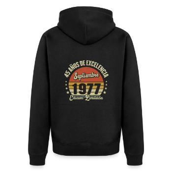 45 Ans D'excellence Septembre 1977 Édition Limitée - Veste à capuche bio Premium Unisexe - noir - Dos - Nico (187cm)