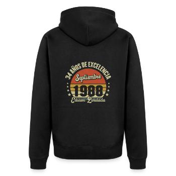 34 Ans D'excellence Septembre 1988 Édition Limitée - Veste à capuche bio Premium Unisexe - noir - Dos - Nico (187cm)