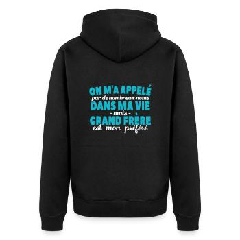 Grand-frère Est Nom Préféré - Veste à capuche bio Premium Unisexe - noir - Dos - Nico (187cm)
