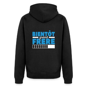 Bientôt Grand-frère - Veste à capuche bio Premium Unisexe - noir - Dos - Nico (187cm)