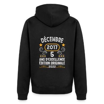Anniversaire Vintage Idée Cadeau Décembre 2017 5 - Veste à capuche bio Premium Unisexe - noir - Dos - Nico (187cm)