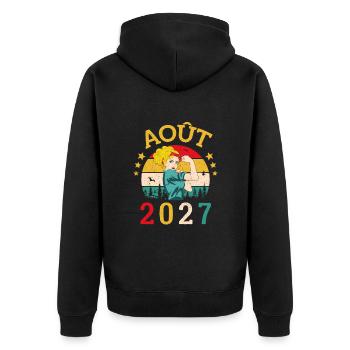 Août 2027 Anniversaire Vintage Happy Birthday - Veste à capuche bio Premium Unisexe - noir - Dos - Nico (187cm)
