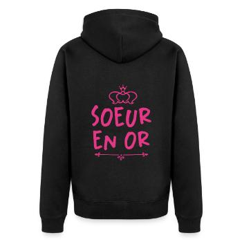 Soeur En Or - Veste à capuche bio Premium Unisexe - noir - Dos - Nico (187cm)