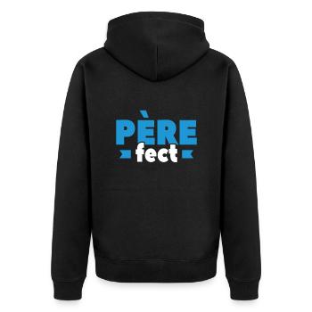 Père-FEC Idée Cadeau D'amour Pour Papa - Veste à capuche bio Premium Unisexe - noir - Dos - Nico (187cm)