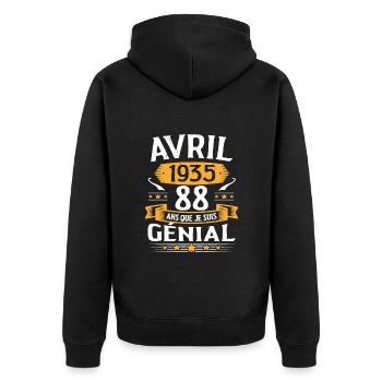 Avril 1935 88 Ans Que Je Suis Génial Anniversaire - Veste à capuche bio Premium Unisexe - noir - Dos - Nico (187cm)