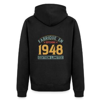 Fabriqué En Septembre 1948 Édition Limitée - Veste à capuche bio Premium Unisexe - noir - Dos - Nico (187cm)